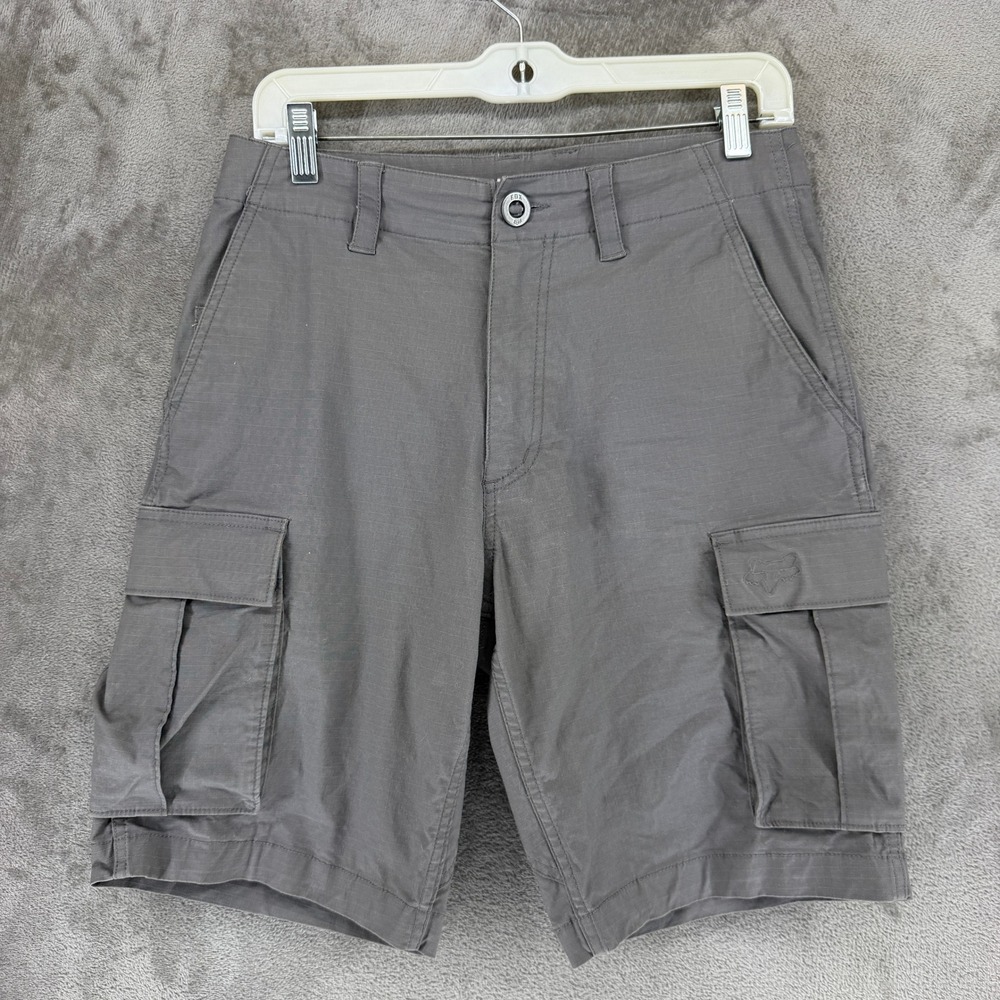 Fox Racing Cargo Shorts Mens 28 Gray Ripstop Cotton Blend Casual Outdoor 24560